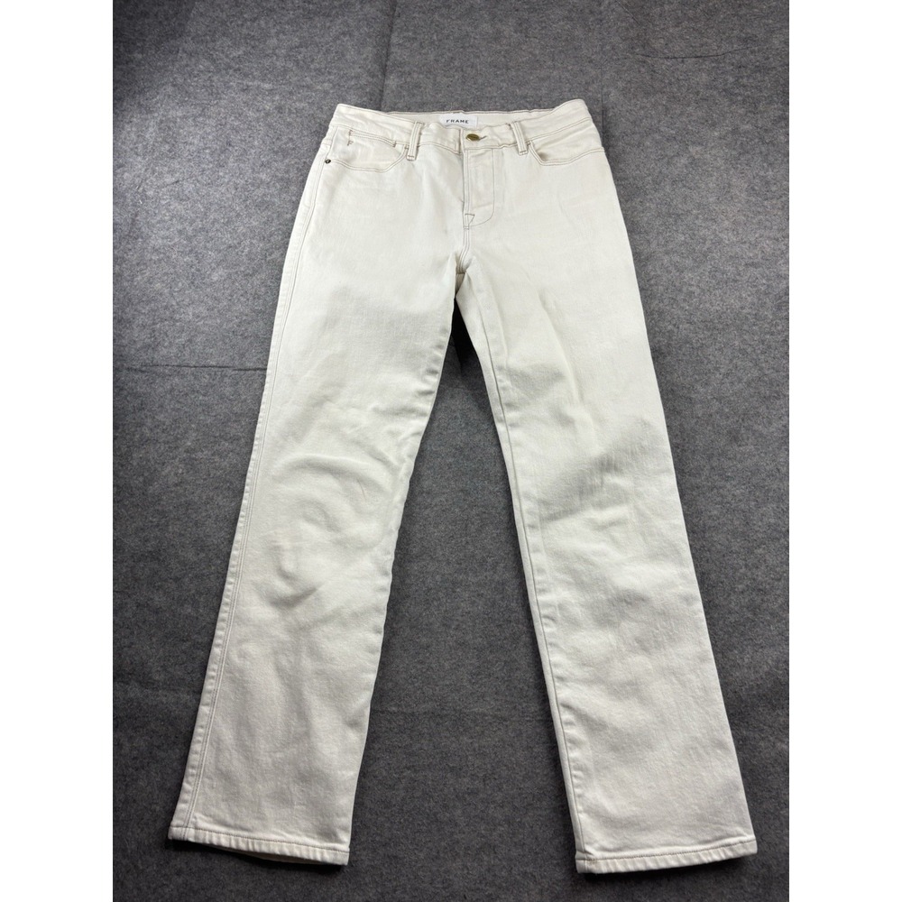 Frame Jeans Womens 25 Blue Le High Straight Leg Cream Casual Denim Capsule Boho
